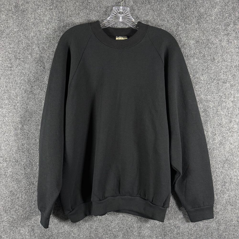 Vintage Fruit of The Loom USA Made Blank LS Crewneck Sweatshirt XL Black 50/50